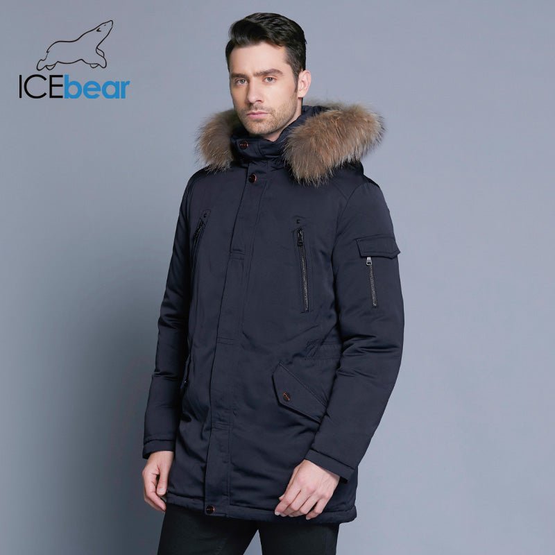 ICEbear Warm Winter Brand Jacket Luxury Detachable Fur Collar Turtleneck Windproof Concise Comfortable Cuffs - Starttech Online Market