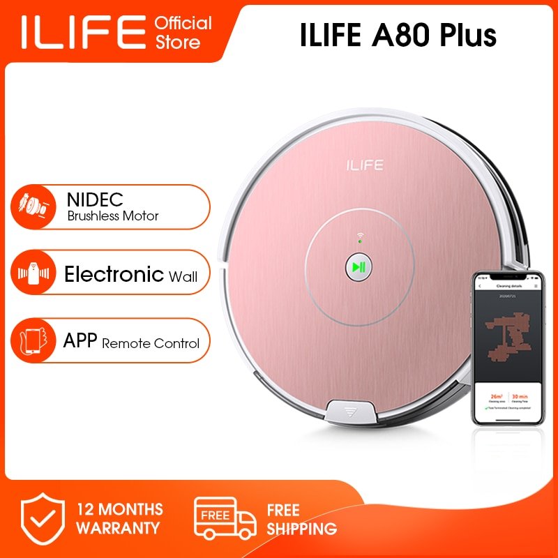 ILIFE A80 Plus Robot Vacuum Mop Cleaner, Draw Cleaning Area On Map, WiFi App, Restricted Area Setting, Smart Home Carpet Wash - Starttech Online Market
