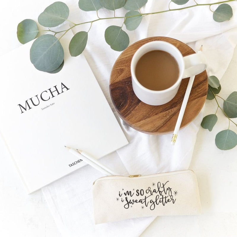 I'm So Crafty I Sweat Glitter Cotton Canvas Pencil Case and Travel Pouch - Starttech Online Market