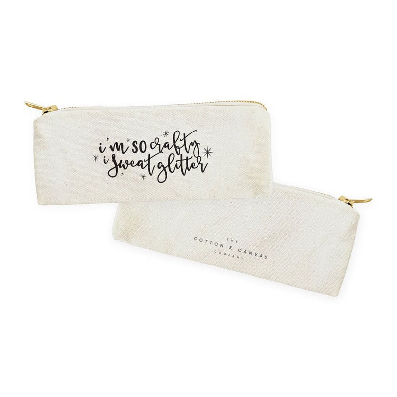 I'm So Crafty I Sweat Glitter Cotton Canvas Pencil Case and Travel Pouch - Starttech Online Market