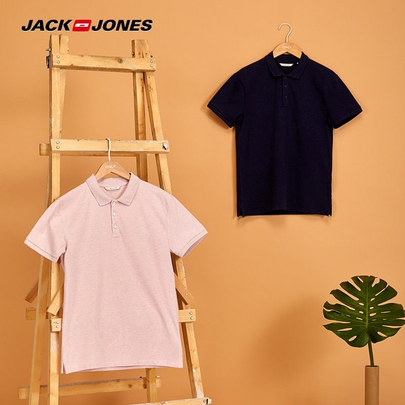 JackJones Men's Solid Color Cotton Turn-down Collar Polo Shirt Menswear 219106516 - Starttech Online Market