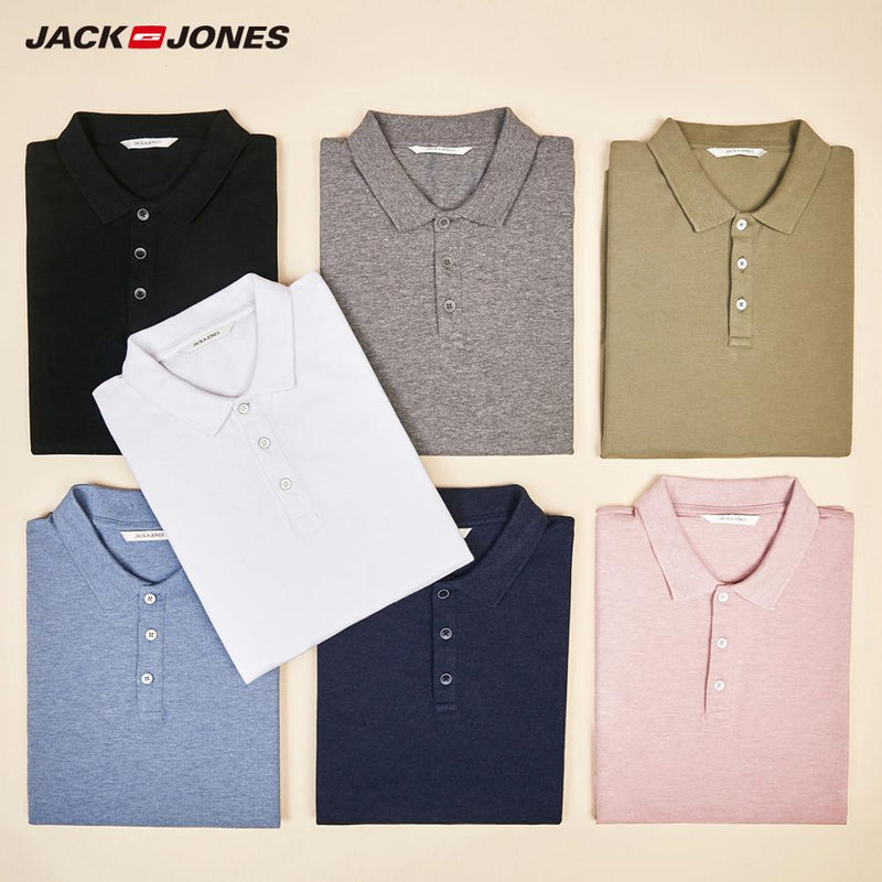 JackJones Men's Solid Color Cotton Turn-down Collar Polo Shirt Menswear 219106516 - Starttech Online Market