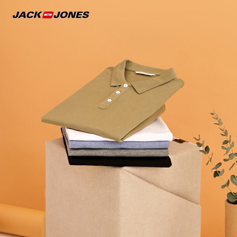 JackJones Men's Solid Color Cotton Turn-down Collar Polo Shirt Menswear 219106516 - Starttech Online Market