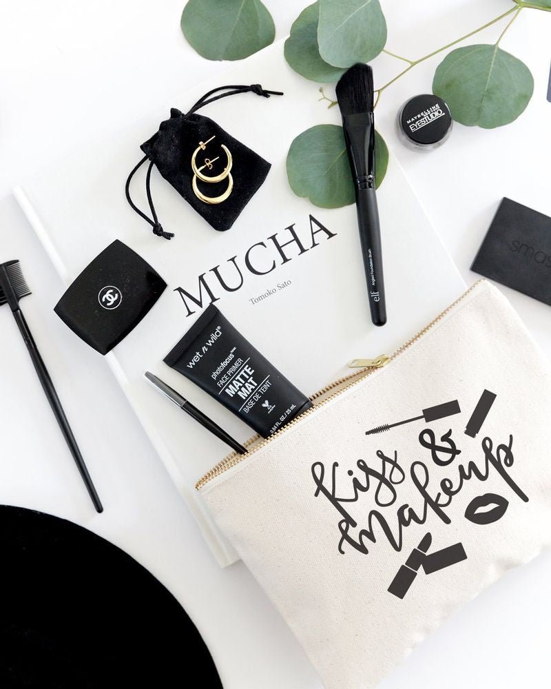 Kiss & Make Up Cotton Canvas Cosmetic Bag - Starttech Online Market