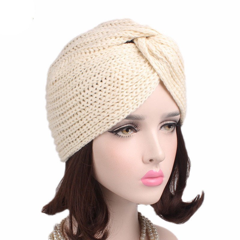 Knit Turban Cross Women's Winter Warm Knit Turban Cross Twist Arab Hair Wrap Solid Casual Skullies & Beanies Hat Cap - Starttech Online Market