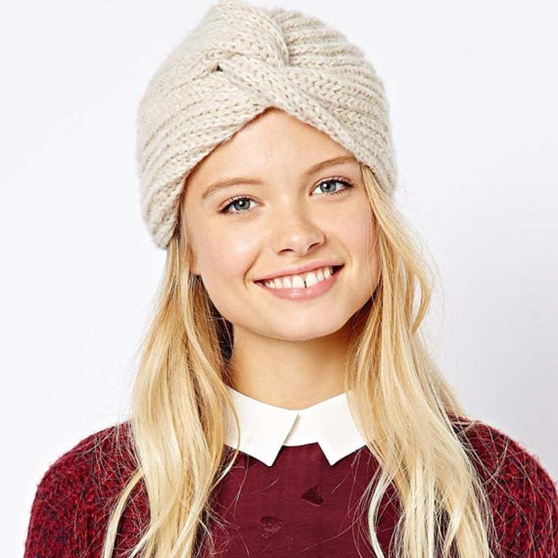 Knit Turban Cross Women's Winter Warm Knit Turban Cross Twist Arab Hair Wrap Solid Casual Skullies & Beanies Hat Cap - Starttech Online Market
