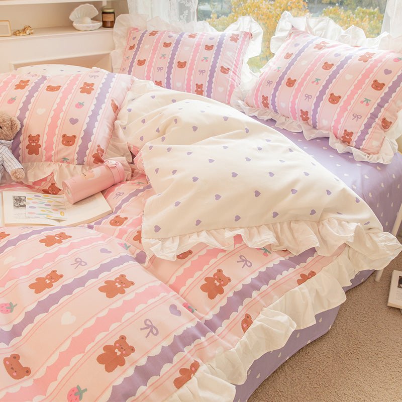 Korean Bed Skirt Pure Cotton Bed Four-piece Set 100 Cotton - Starttech Online Market
