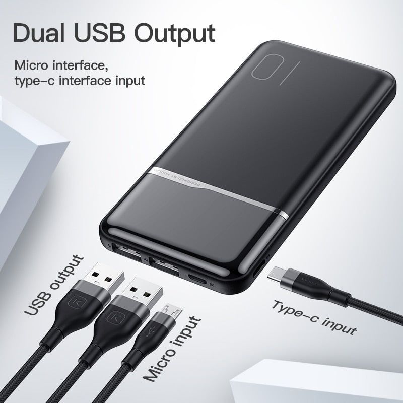KUULAA Power Bank 10000mAh Portable Charging PowerBank 10000 mAh USB PoverBank External Battery Charger For Xiaomi Mi 9 8 iPhone - Starttech Online Market