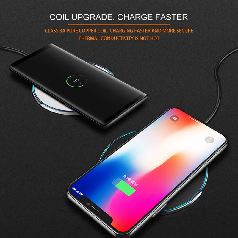 LED Breathing Light 10W Wireless Charger , ROCK Qi Fast Wireless Charging Pad For iPhone X XS 8 Samsung Huawei P30 Xiaomi - Starttech Online Market