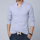 LEFT ROM 2019 fashion men Pure color leisure Long sleeve Polo shirt/high-grade male Pure cotton comfortable Slim fit Polo shirt - Starttech Online Market