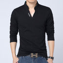 LEFT ROM 2019 fashion men Pure color leisure Long sleeve Polo shirt/high-grade male Pure cotton comfortable Slim fit Polo shirt - Starttech Online Market