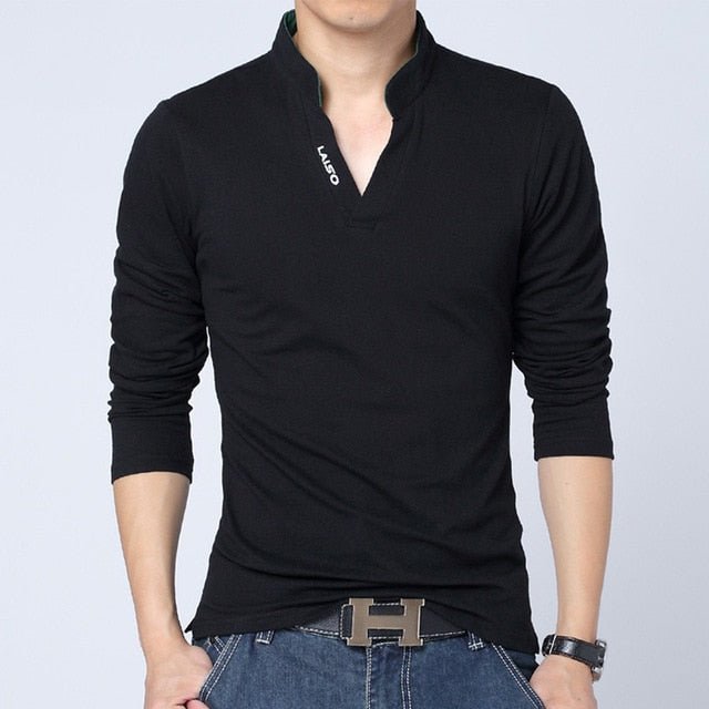 LEFT ROM 2019 fashion men Pure color leisure Long sleeve Polo shirt/high-grade male Pure cotton comfortable Slim fit Polo shirt - Starttech Online Market