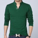 LEFT ROM 2019 fashion men Pure color leisure Long sleeve Polo shirt/high-grade male Pure cotton comfortable Slim fit Polo shirt - Starttech Online Market