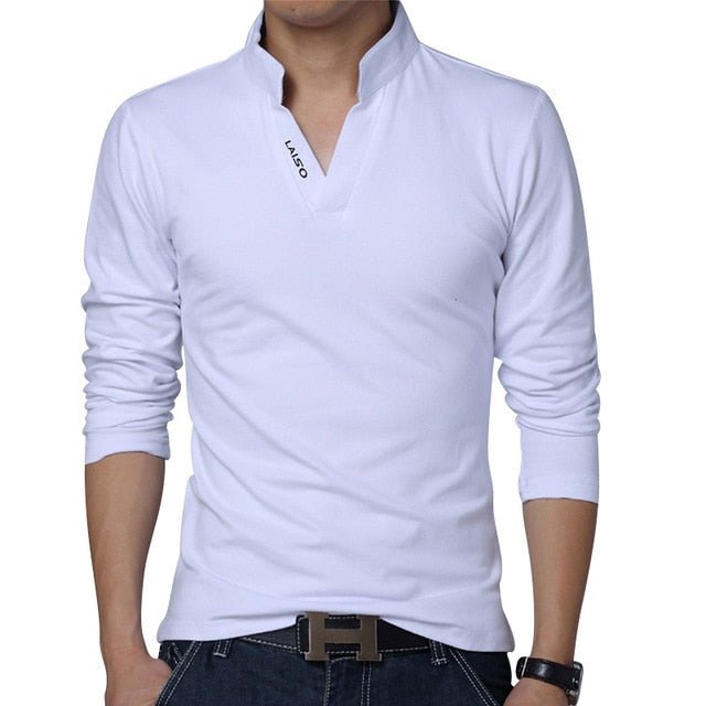 LEFT ROM 2019 fashion men Pure color leisure Long sleeve Polo shirt/high-grade male Pure cotton comfortable Slim fit Polo shirt - Starttech Online Market