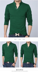 LEFT ROM 2019 fashion men Pure color leisure Long sleeve Polo shirt/high-grade male Pure cotton comfortable Slim fit Polo shirt - Starttech Online Market