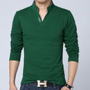 LEFT ROM 2019 fashion men Pure color leisure Long sleeve Polo shirt/high-grade male Pure cotton comfortable Slim fit Polo shirt - Starttech Online Market