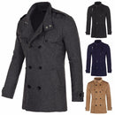Male Autumn Winter Warm Lapel Long Sleeve Double Breasted Jacket Peacoat Fashion Casual Outwear New Male Wool Coat Trench - Starttech Online Market