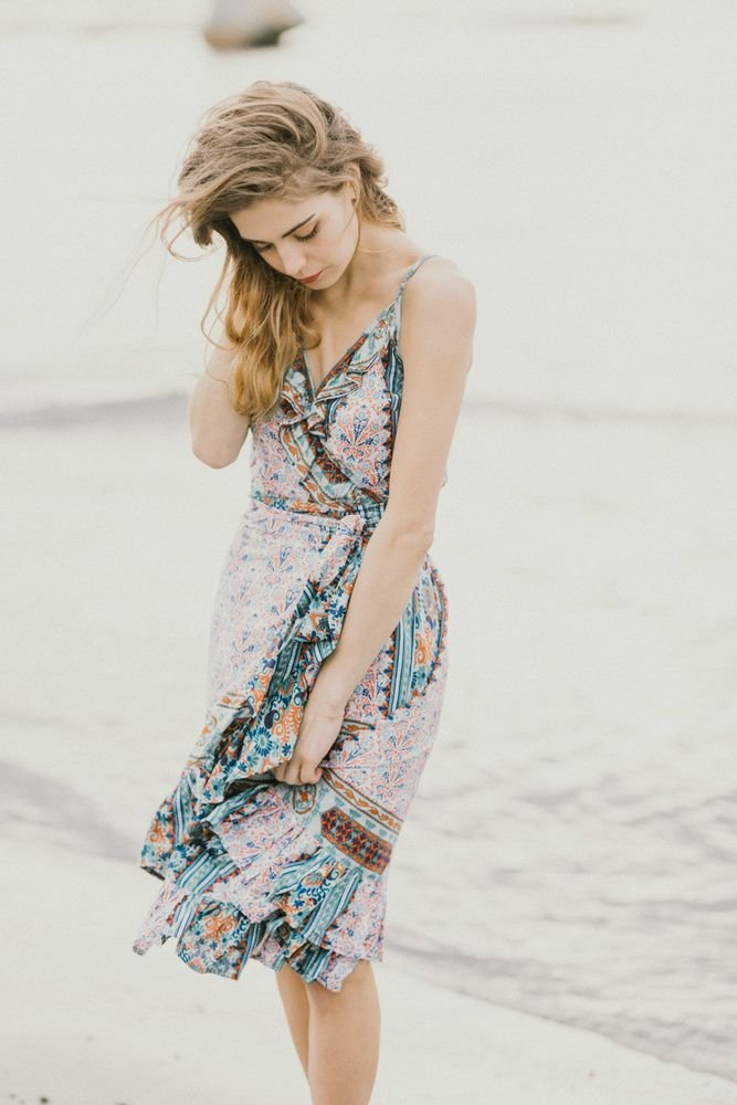 Manon Wrap Dress | Turquoise - Starttech Online Market