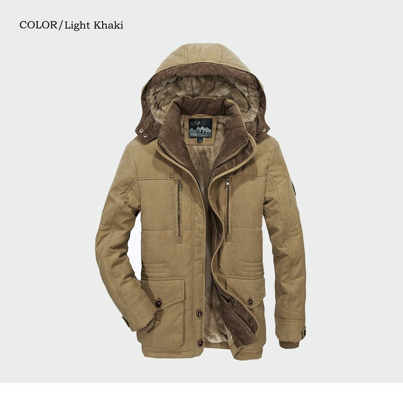 Men Winter Coats Fleece Warm Thick Jackets Men Outerwear Windproof Casual Coat With Hooded Mens Parkas Plus size 5XL 6XL ML030 - Starttech Online Market