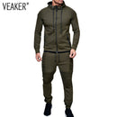 Men's Autumn Hoodies Tracksuit Set Male Zipper Pleated Sweatshirt Sweatpants High Street Jackets Sets M-3XL - Starttech Online Market