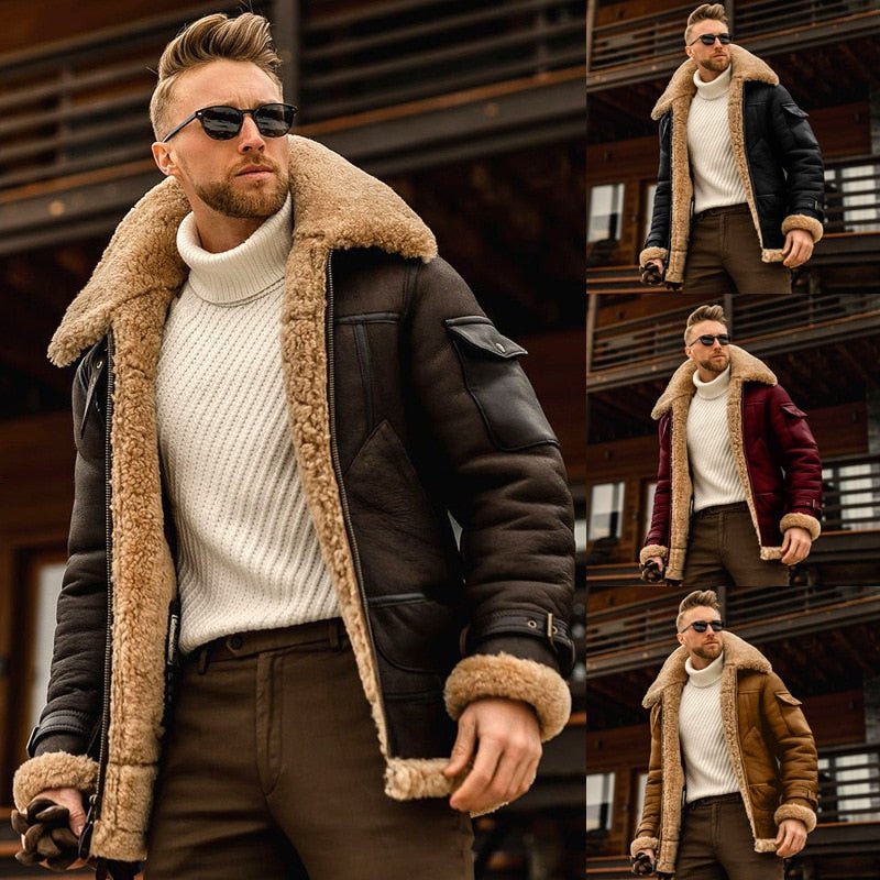 Men's Casual British Style Faux Fur Lapel Long Puffy Jacket Plus Size Thicken Parka Winter Fashion Warm Thick Coat - Starttech Online Market