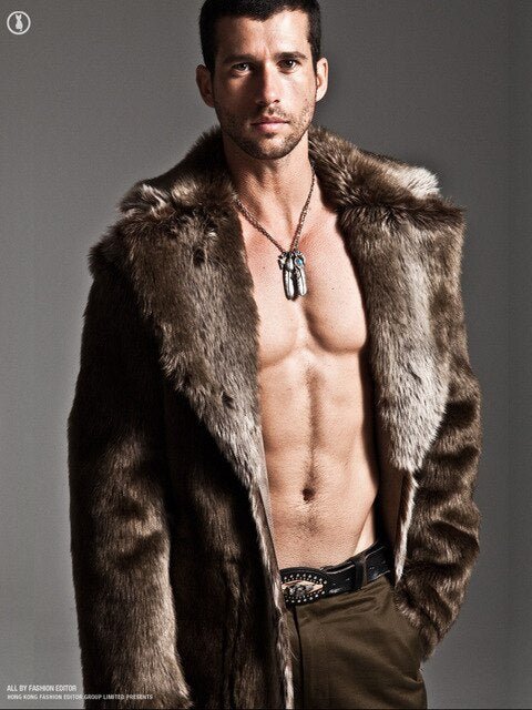 Men's Faux Fur Long Coat Brown/black Warm And Comfortable Winter 2018 New Brand Maylooks Hn128 - Starttech Online Market