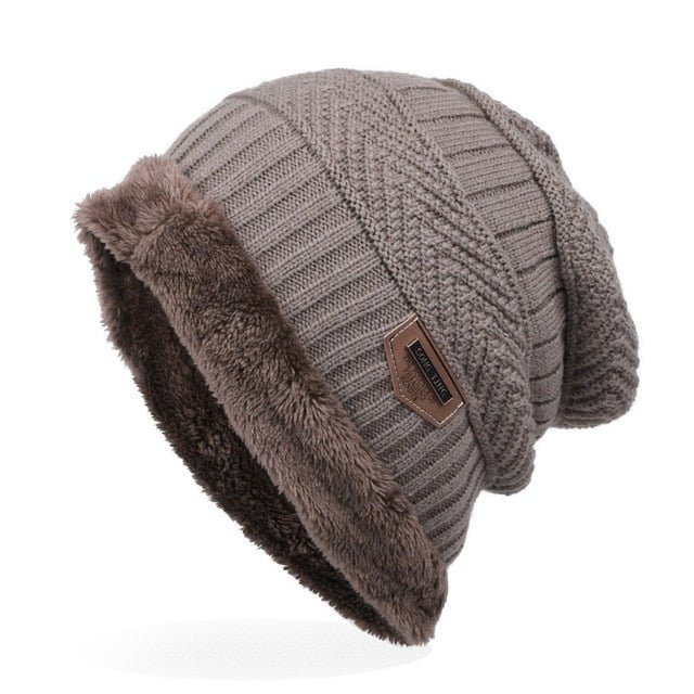 Men's Labeling Knitted Hats fibres Wool Caps Winter 6 Colors choic 24*29cm - Starttech Online Market