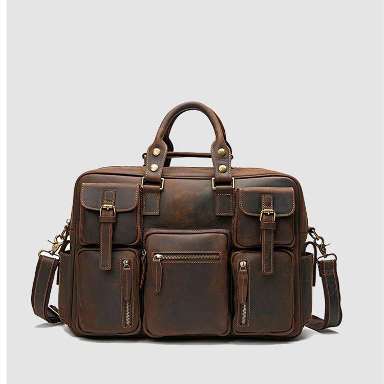 Men's Large Capacity Leather One Shoulder Messenger Bag - Starttech Online Market