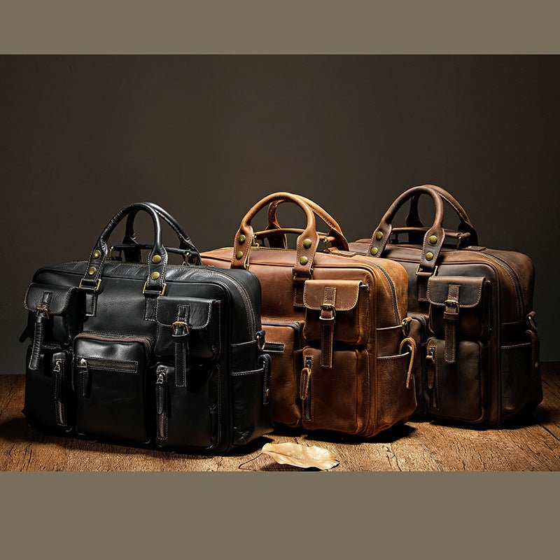 Men's Large Capacity Leather One Shoulder Messenger Bag - Starttech Online Market