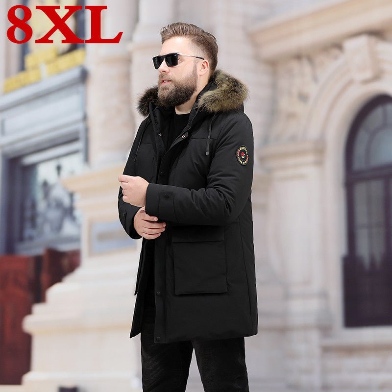 Men's Leisure Down Jacket Winter Thick Hood Detached Warm Waterproof Big Raccoon Fur Collar Down Jacket - Starttech Online Market