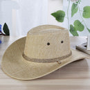 Men's linen Solid Color Cool Western Cowboy Male Cycling Hat Accessories Sunscreen - Starttech Online Market