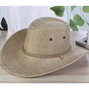 Men's linen Solid Color Cool Western Cowboy Male Cycling Hat Accessories Sunscreen - Starttech Online Market