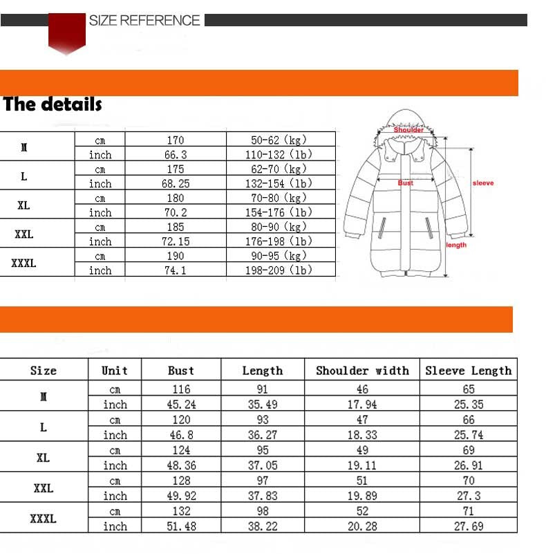 Men's Long Winter Down Jacket Cotton Padded Thick Cold Protection - Starttech Online Market