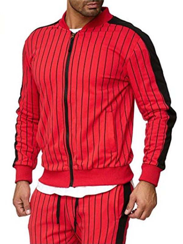 Men's Striped Casual Sports Jacket Cardigan Outdoor Sports and Leisure Runners Suit - Starttech Online Market