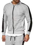 Men's Striped Casual Sports Jacket Cardigan Outdoor Sports and Leisure Runners Suit - Starttech Online Market