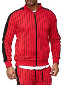 Men's Striped Casual Sports Jacket Cardigan Outdoor Sports and Leisure Runners Suit - Starttech Online Market