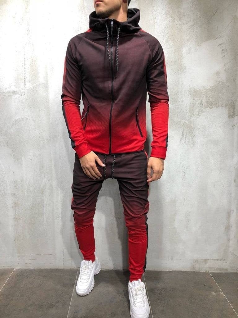 Men's Tracksuit 2 Piece Set 3D Gradient Colour Casual Hoodies Sweatshirt and Pants Sportswear Joggers Sets - Starttech Online Market