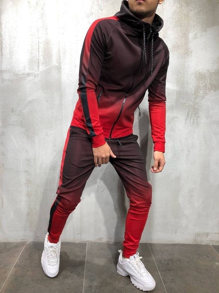 Men's Tracksuit 2 Piece Set 3D Gradient Colour Casual Hoodies Sweatshirt and Pants Sportswear Joggers Sets - Starttech Online Market
