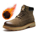 Men's Warm Snow Boots Men's Mid-cut Leather Tooling Boots Men's Trend - Starttech Online Market