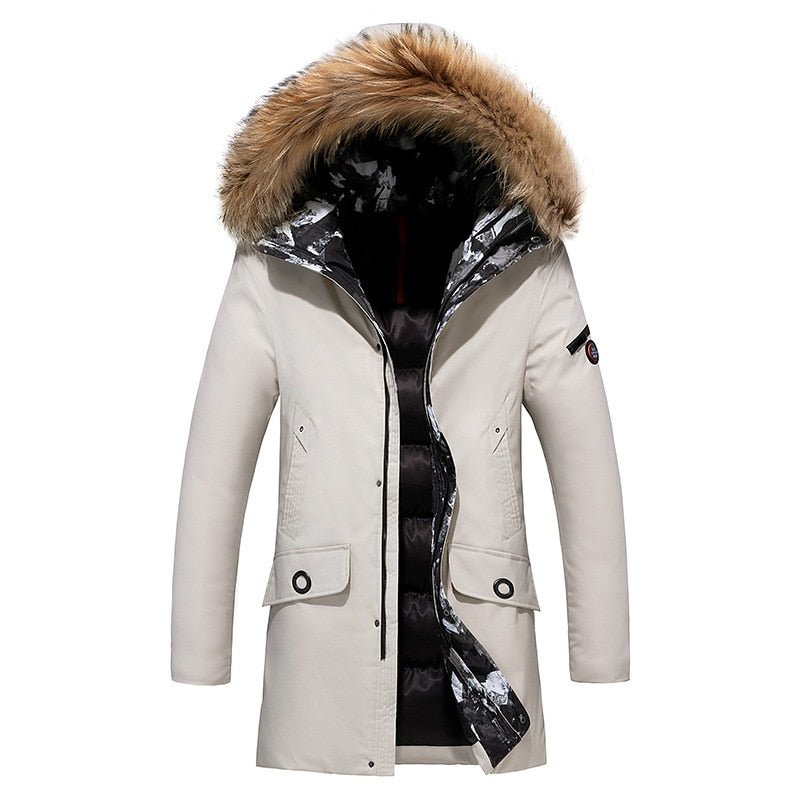 Mens Winter Business Parkas Men Luxury Outwear Waterproof black Parka Coat Plus size Casual Warm Thick Fur Collar hooded Jacket - Starttech Online Market