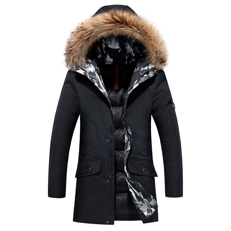 Mens Winter Business Parkas Men Luxury Outwear Waterproof black Parka Coat Plus size Casual Warm Thick Fur Collar hooded Jacket - Starttech Online Market