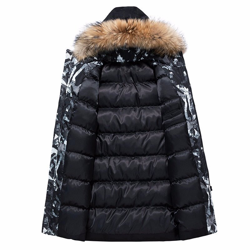Mens Winter Business Parkas Men Luxury Outwear Waterproof black Parka Coat Plus size Casual Warm Thick Fur Collar hooded Jacket - Starttech Online Market