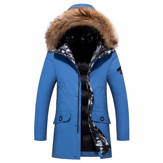 Mens Winter Business Parkas Men Luxury Outwear Waterproof black Parka Coat Plus size Casual Warm Thick Fur Collar hooded Jacket - Starttech Online Market