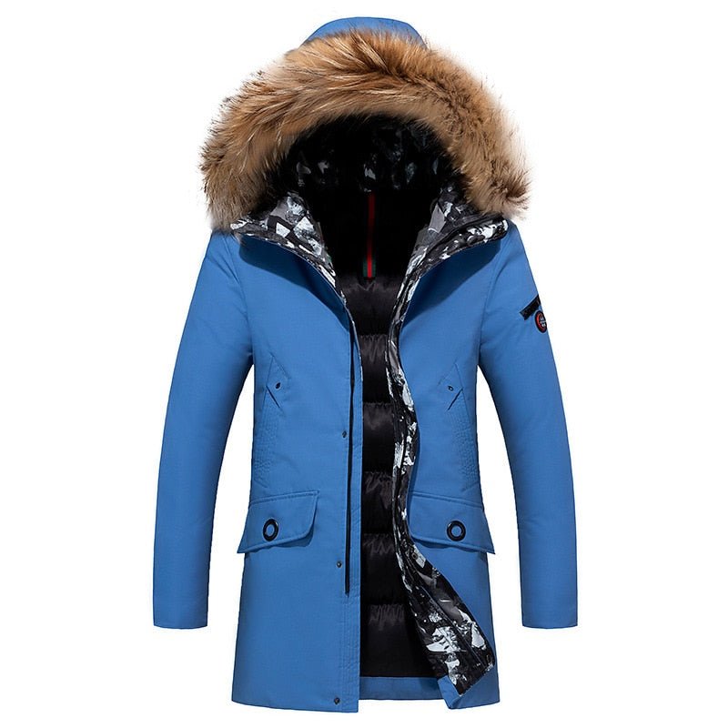 Mens Winter Business Parkas Men Luxury Outwear Waterproof black Parka Coat Plus size Casual Warm Thick Fur Collar hooded Jacket - Starttech Online Market