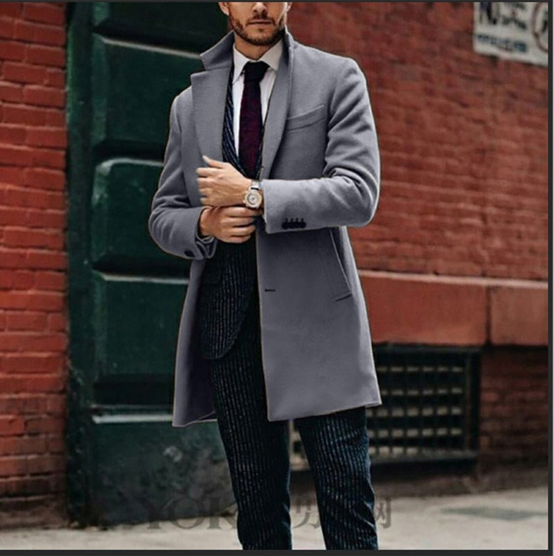 Men's Winter High Quality Wool Long Trench Fashionable Vintage Elegant Slim Luxury Brand Coats - Starttech Online Market