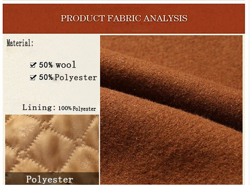 Men's Wool Trench Coat Winter Padded Middle Long Parkas - Starttech Online Market