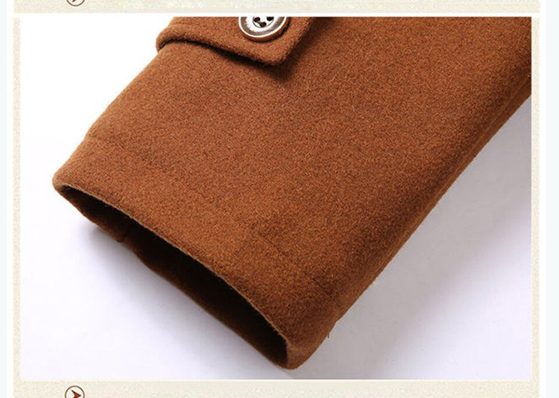 Men's Wool Trench Coat Winter Padded Middle Long Parkas - Starttech Online Market