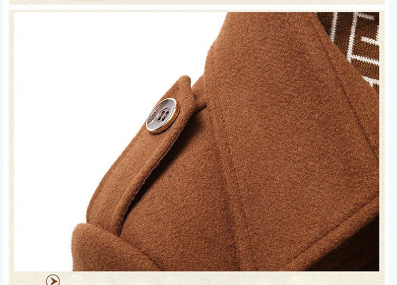 Men's Wool Trench Coat Winter Padded Middle Long Parkas - Starttech Online Market