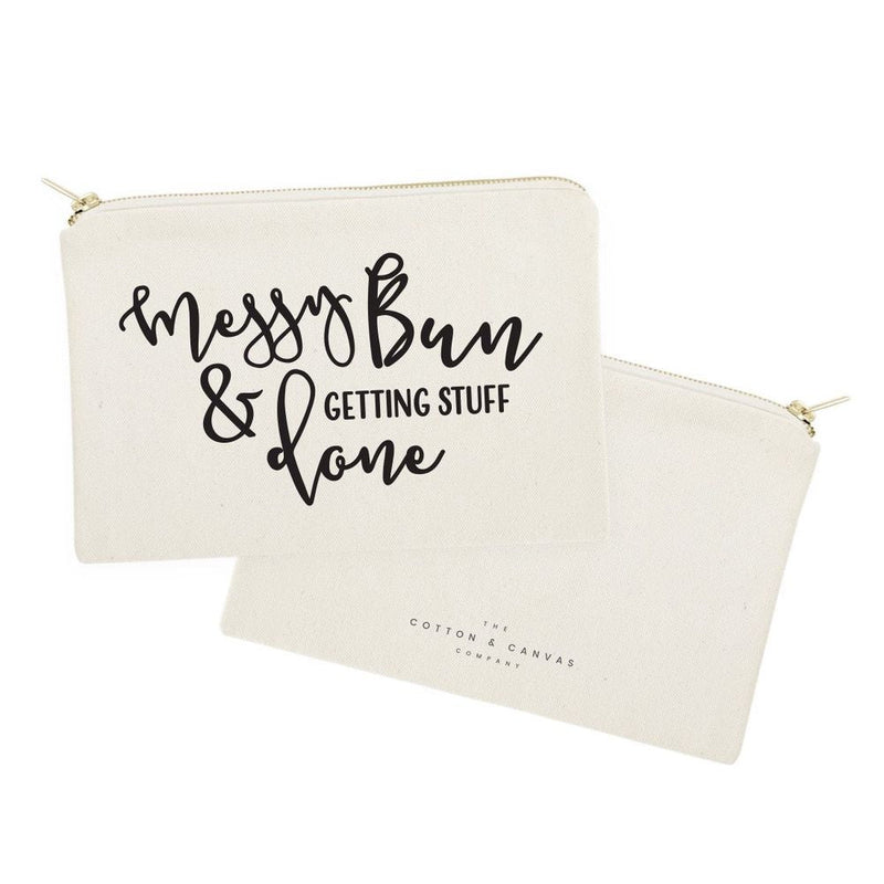 Messy Bun and Getting Stuff Done Cotton Canvas Cosmetic Bag - Starttech Online Market