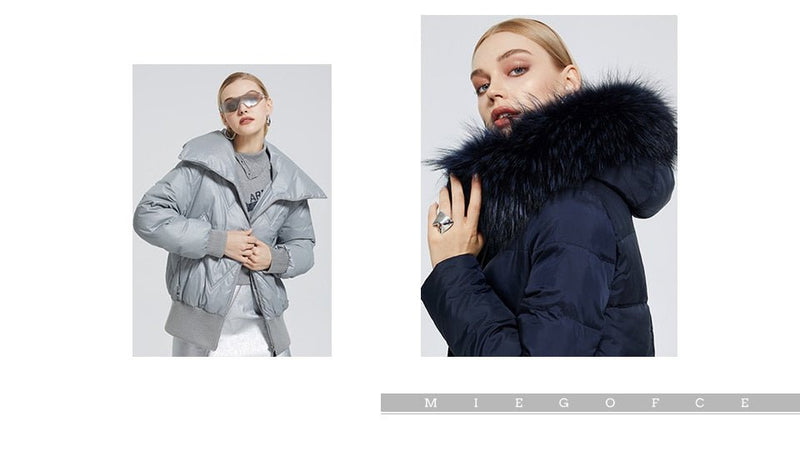 MIEGOFCE New Women's Cotton Coat With Stylish Fur Collar Rex Rabbit Long Winter Jacket - Starttech Online Market